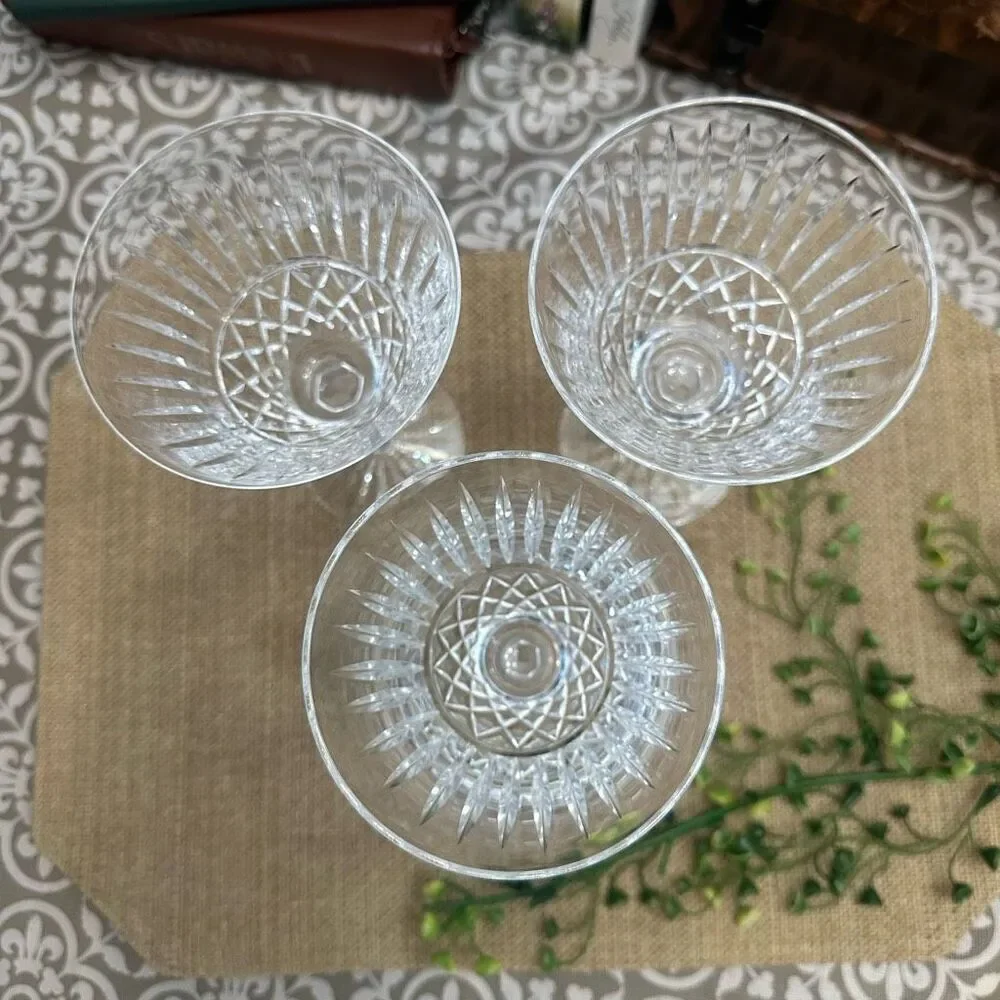 COPY Waterford Crystal Maeve Pattern Set of‎ 3 Wine Goblet Glasses Vintage Rare!